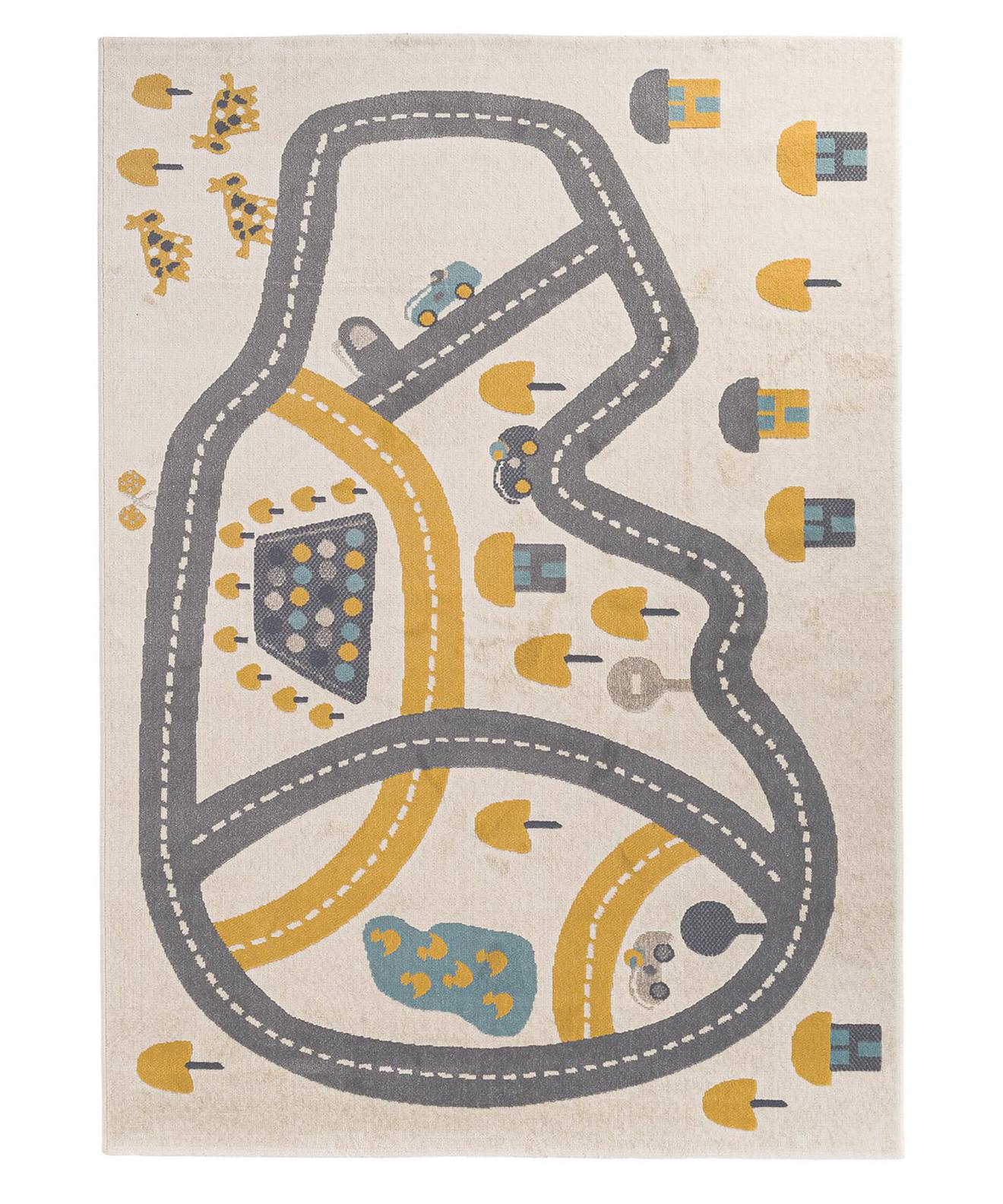 Tapis Enfant À Poils Ras Doux Circuit Multicolore