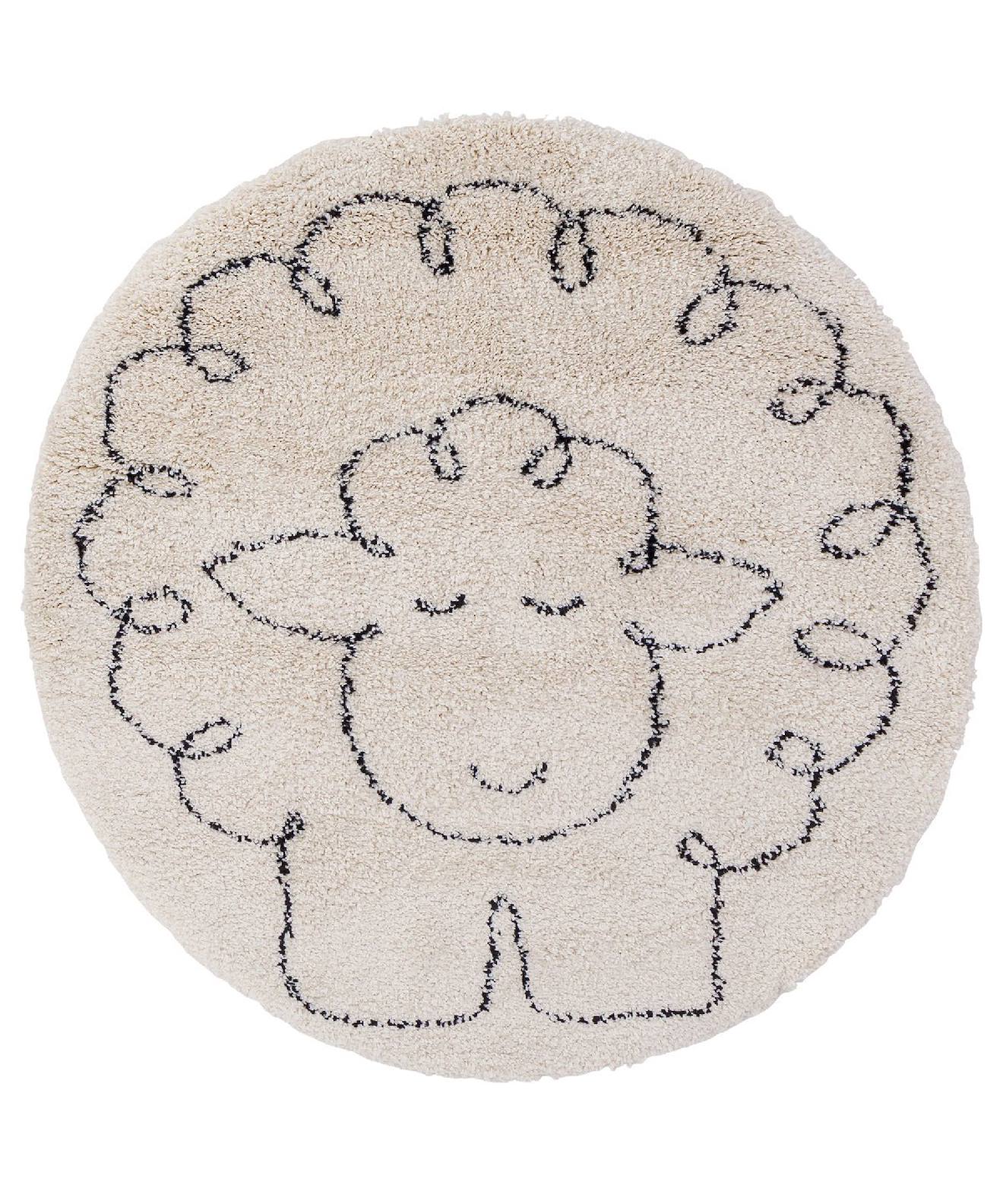 Tapis Enfant Rond Doux Et Épais Petit Mouton Beige
