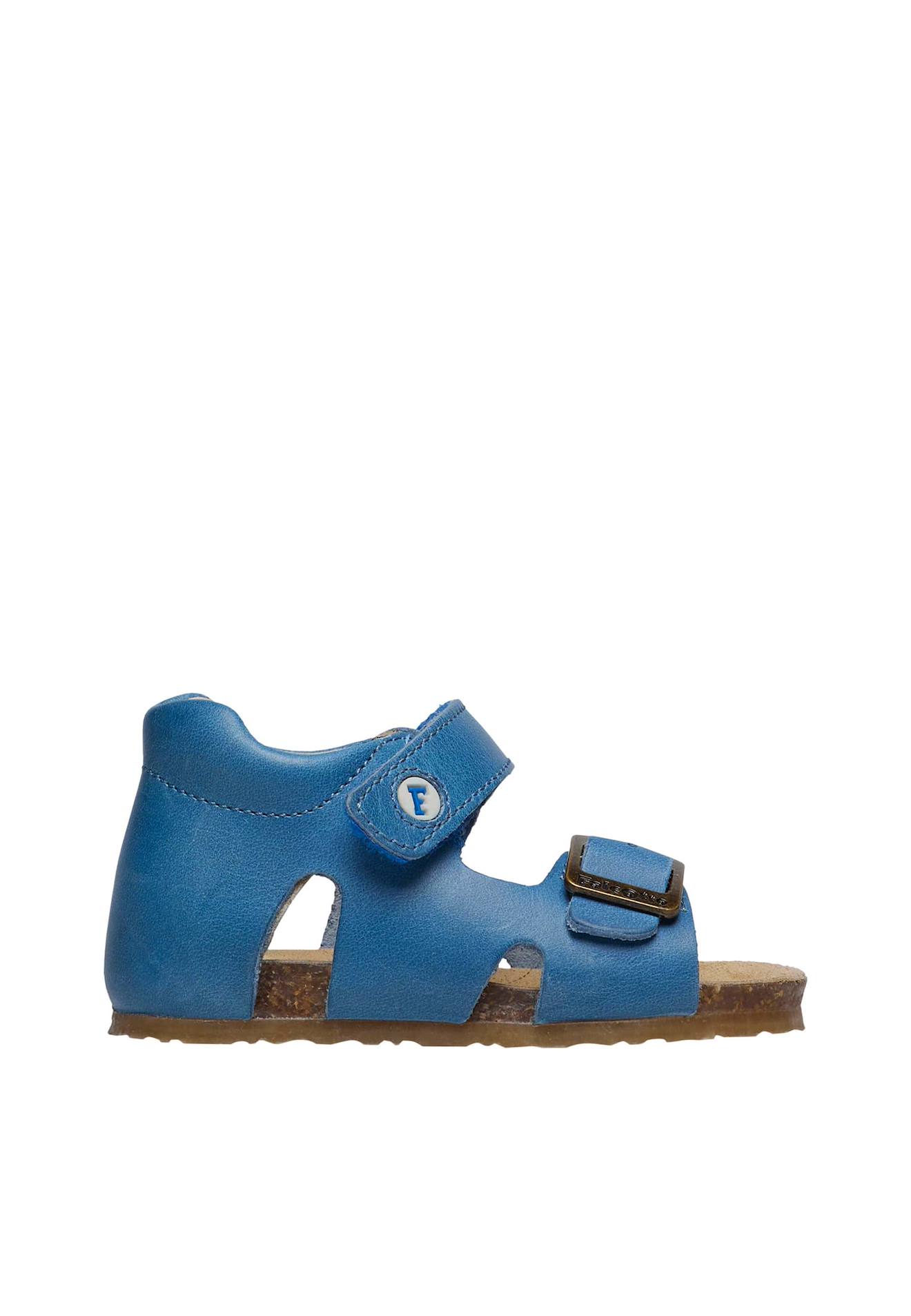 Sandales En Cuir Avec Boucle Et Scratch Bea Bleu