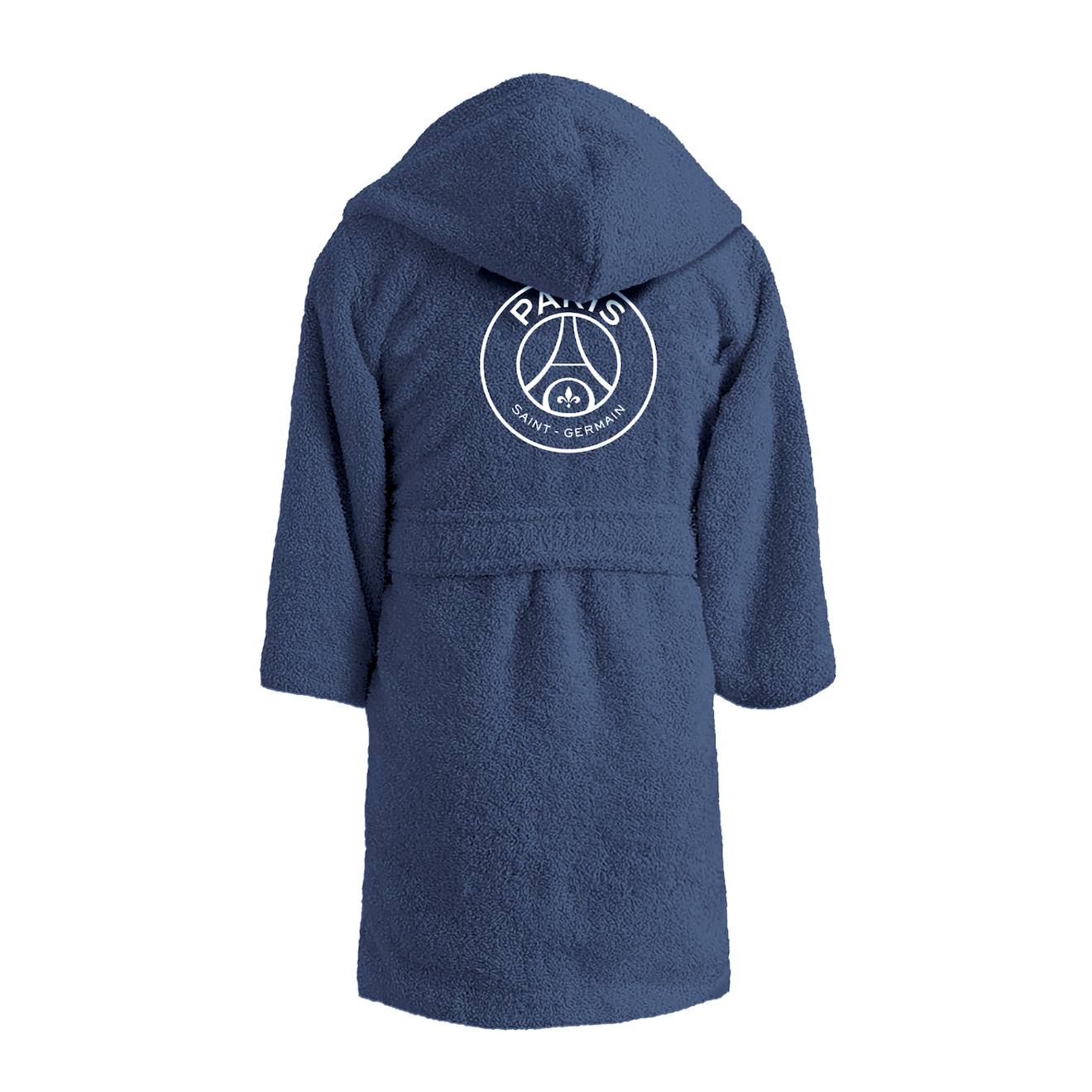 Peignoir Enfant PSG Paris Saint-Germain – 100% Coton Bouclette, Brodé Officiel, Taille 10/12 Ans, Bleu – Licence Officielle