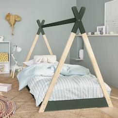 Lit tipi enfant  bois de pin sommier à lattes inclus tobias - vert et blanc  - vertbaudet enfant