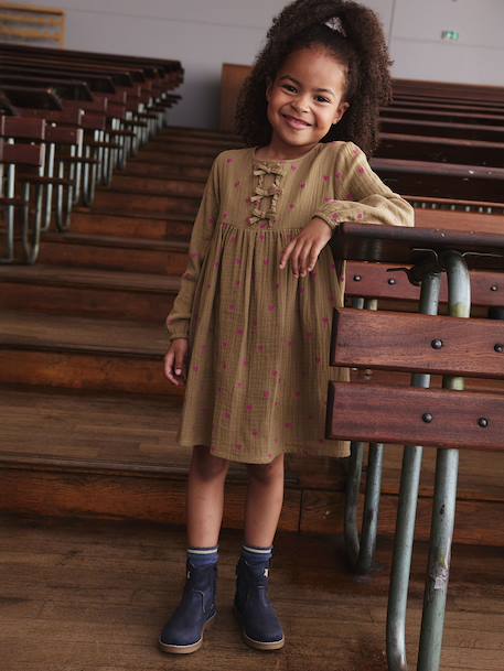 Robe en gaze de coton avec noeuds fantaisie fille  - vertbaudet enfant