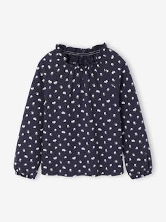 -T-shirt fantaisie col élastiqué volanté fille