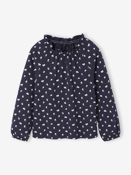 T-shirt fantaisie col élastiqué volanté fille  - vertbaudet enfant