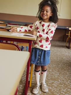 Jupe en jean fille poches coeur   - vertbaudet enfant