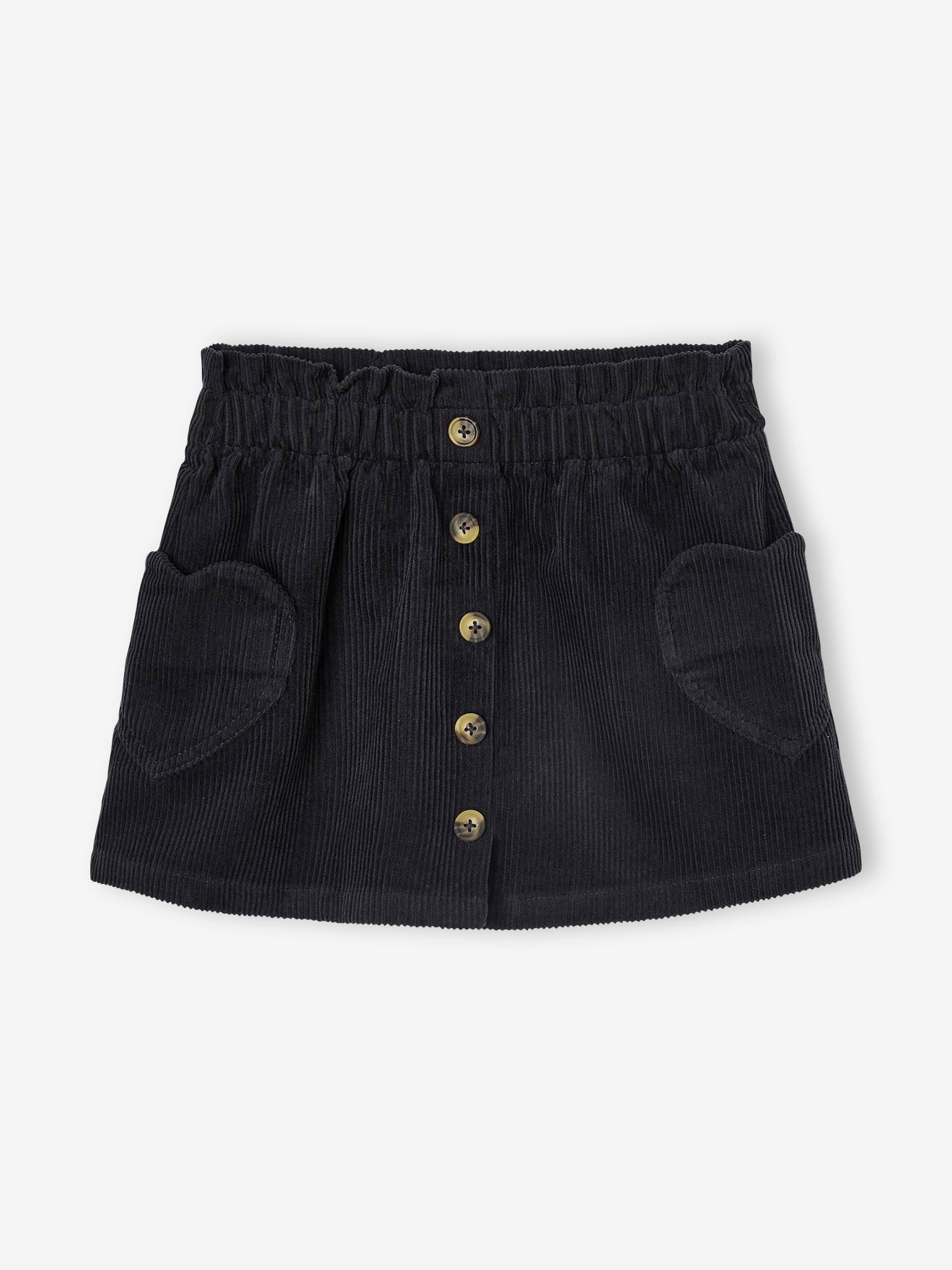 Jupe en velours poches coeur fille anthracite 10 €