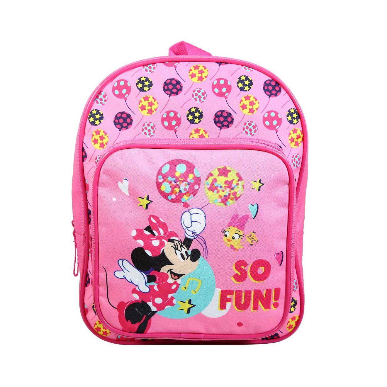 Sac À Dos 31 Cm Avec Poche Maternelle Disney Minnie Fun Rose