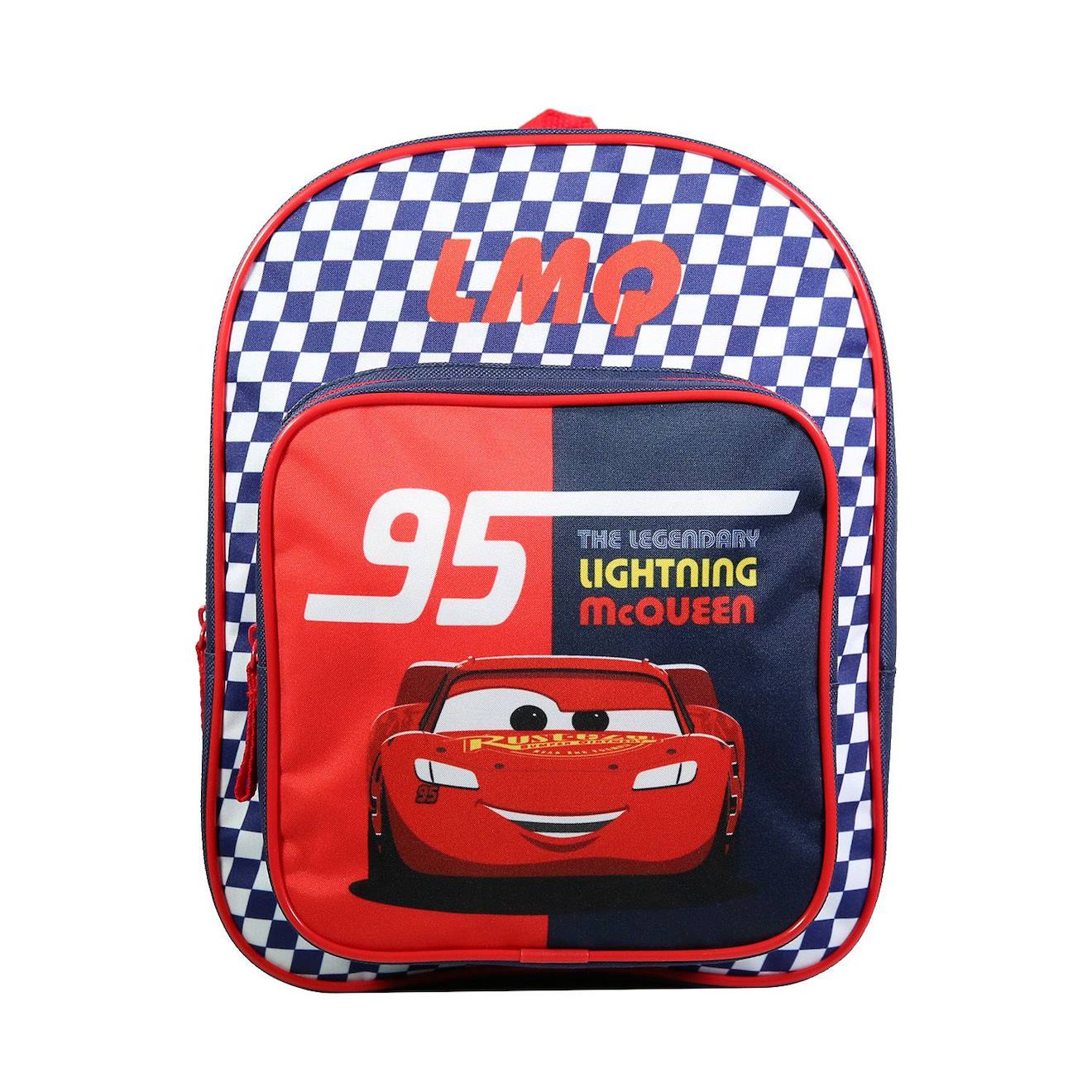 Sac À Dos Avec Poche Maternelle Cars Damier Rouge