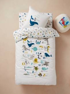 Linge de maison et décoration-Linge de lit enfant-Parure housse de couette + taie d'oreiller enfant ABECEDAIRE MARIN Oeko-Tex®
