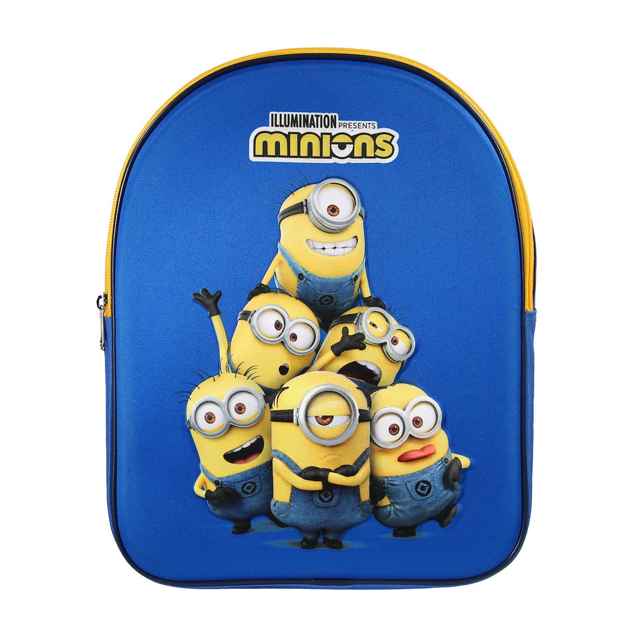 Sac À Dos Goûter Maternelle Face Eva 3d Les Minions Bleu