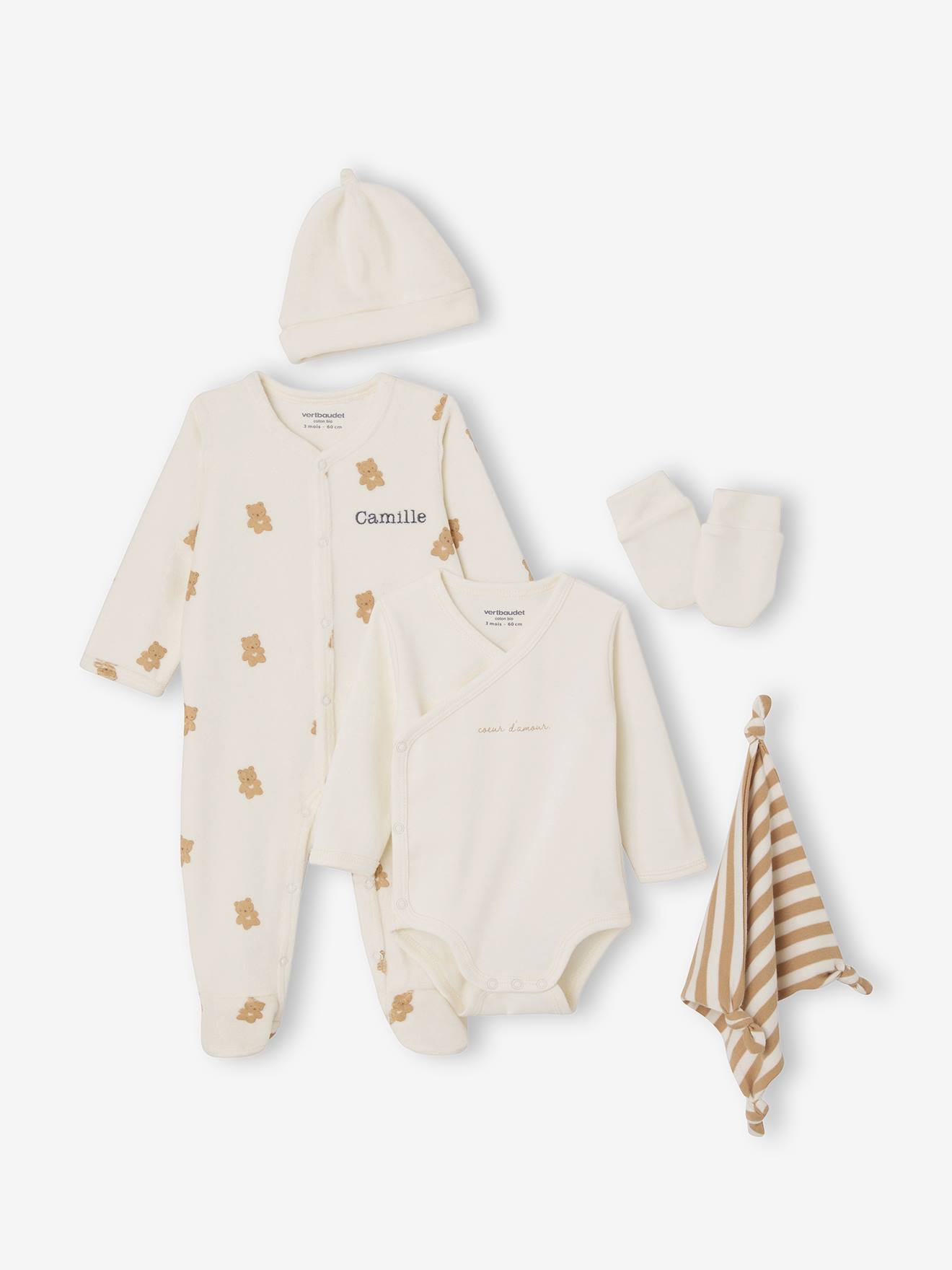 Ensemble naissance 6 pices avec valisette maternit cru 46 €