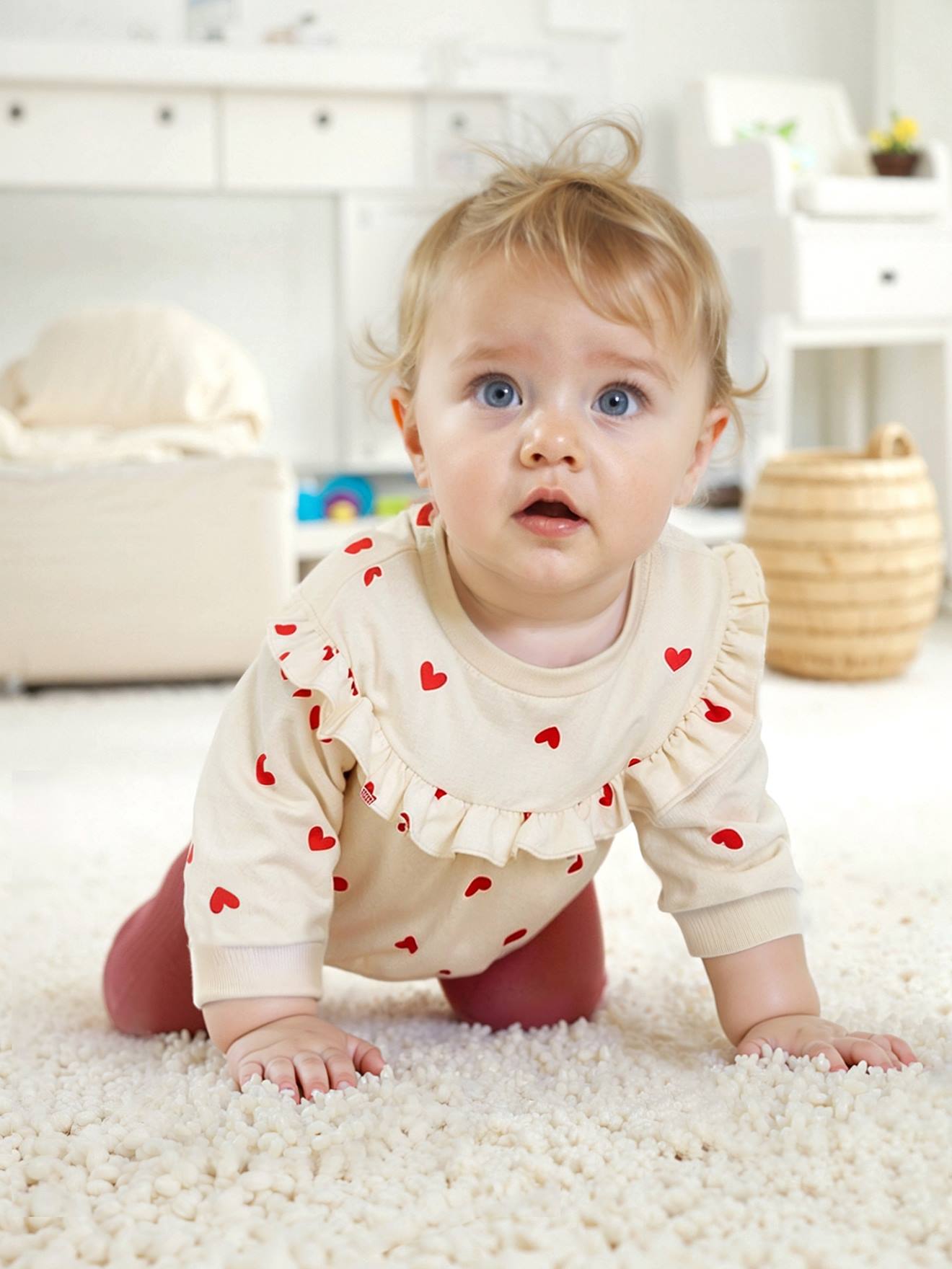 Ensemble bébé fille sweat à volant + legging écru