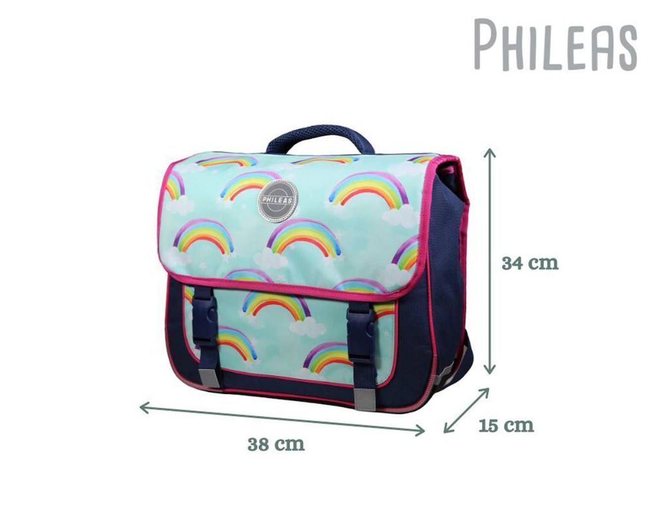 Cartable scolaire primaire phileas arc en ciel système smart