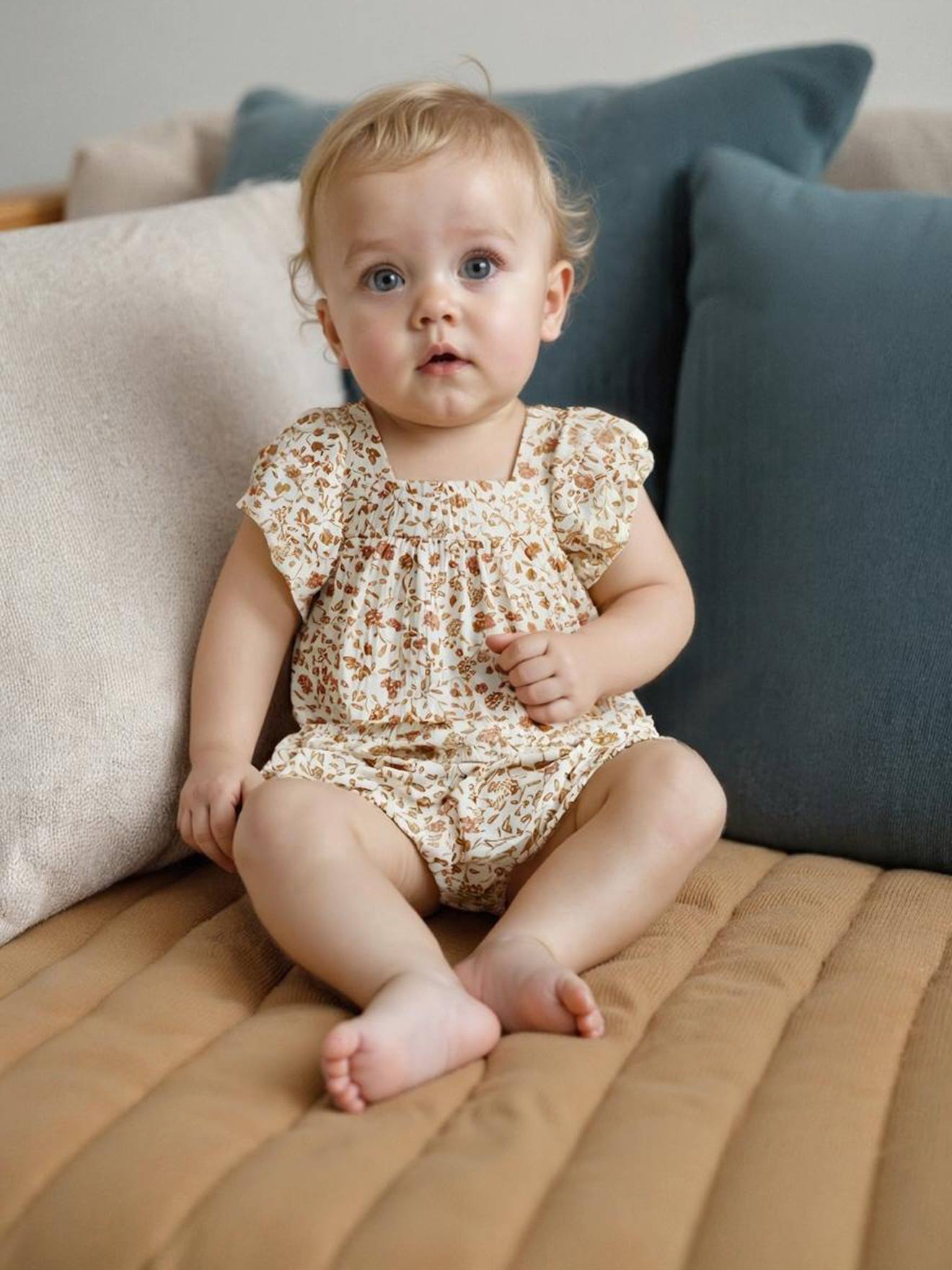 Coffret cadeau robe + bloomer + bandeau bébé écru
