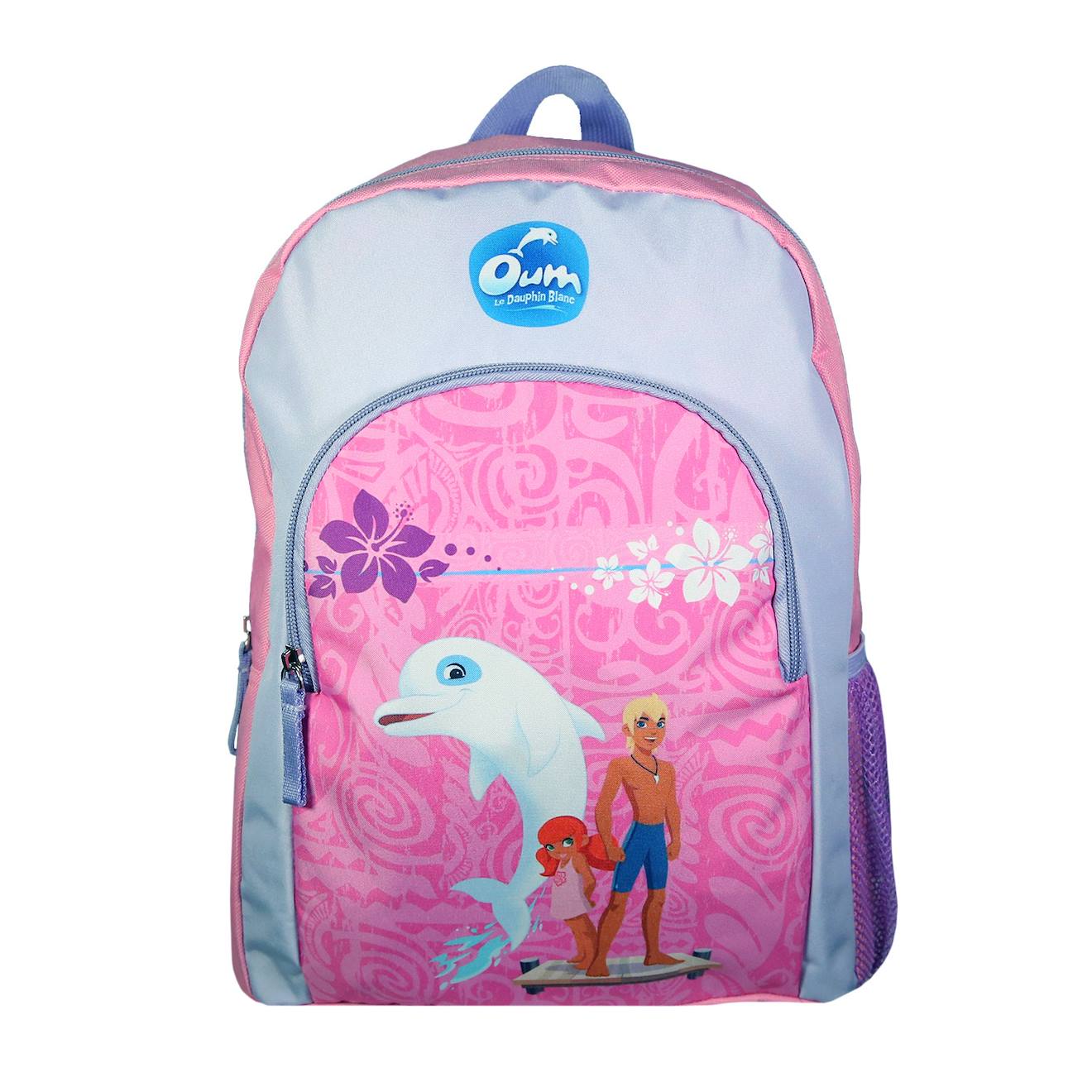 Sac à dos scolaire avec poche oum le dauphin rose