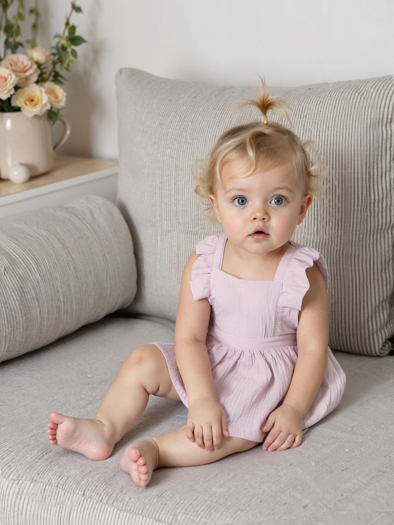 Robe naissance avec culotte cache-couche intégrée rose