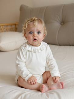 Bébé-Body-Body bébé col en broderie anglaise manches longues