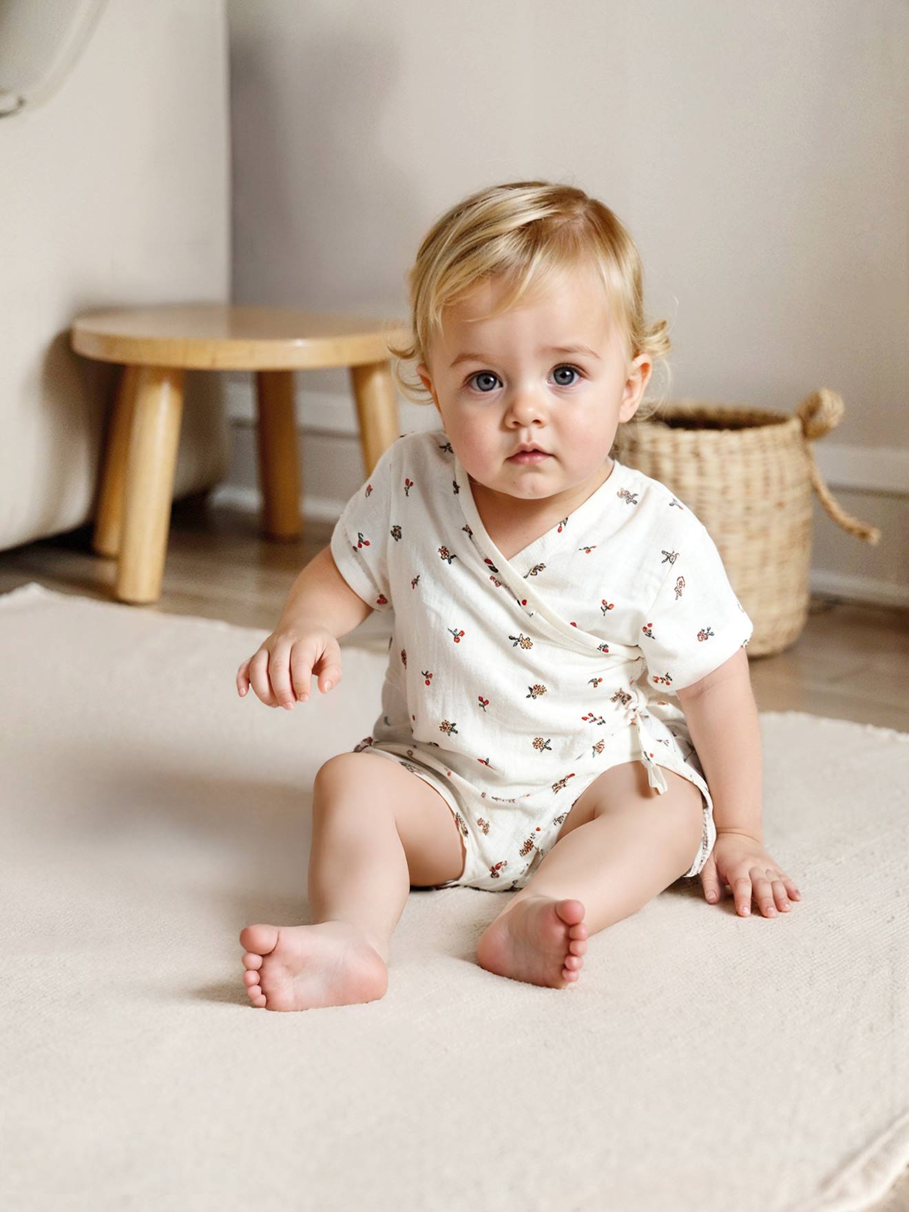 Pyjashort en gaze de coton bébé personnalisable écru