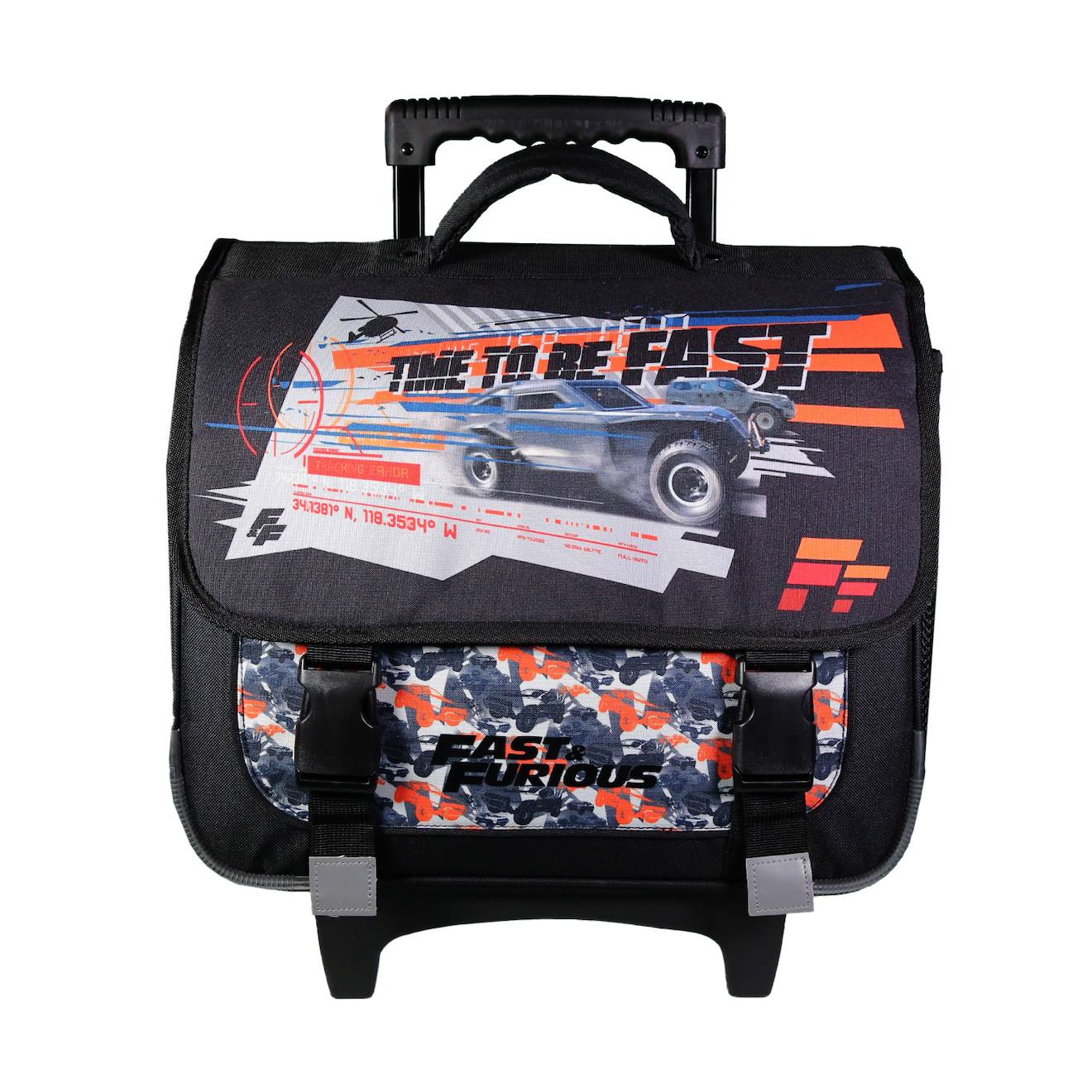 Cartable Scolaire À Roulettes Primaire Fast And Furious Noir