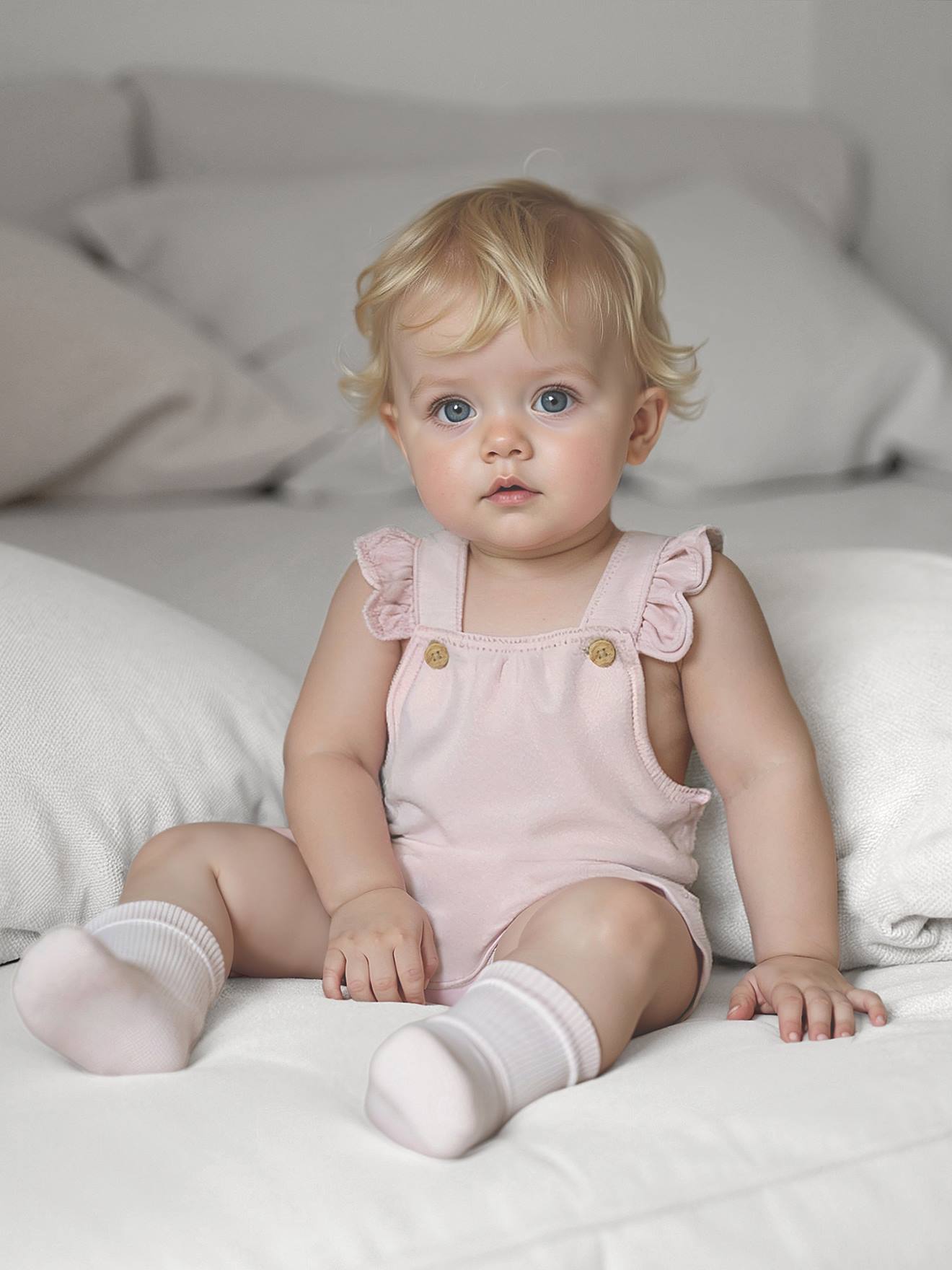 Salopette courte bébé en coton et lyocell lilas