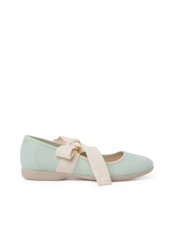 Chaussures-Chaussures fille 23-38-Babies  en lin avec ruban écru