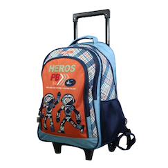 Sac à dos à roulettes poivre blanc robots  - vertbaudet enfant