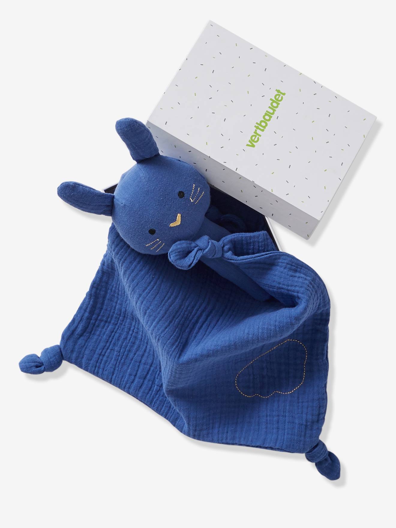 Coffret cadeau Doudou + hochet lange bleu
