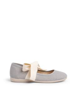 Chaussures-Chaussures fille 23-38-Ballerines, babies-Babies  en lin avec ruban écru