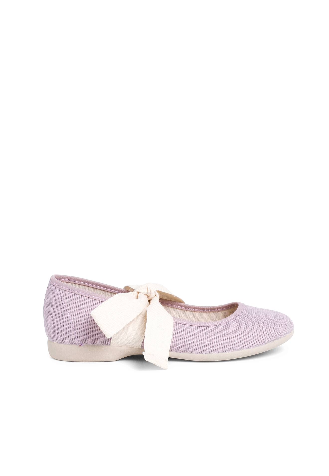 Babies En Lin Avec Ruban Écru Mauve