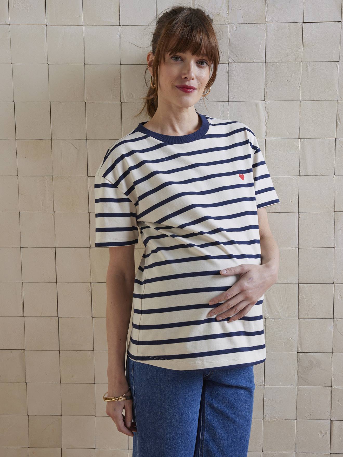 T-shirt rayé de grossesse en coton biologique* rayé marine