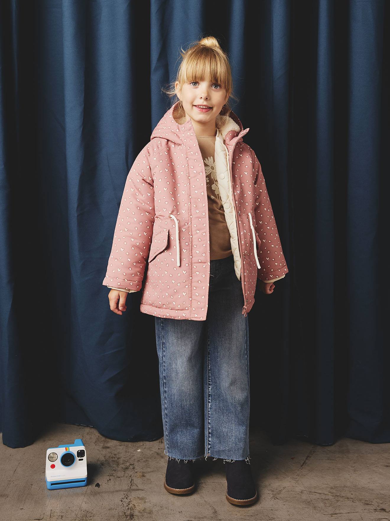 Parka fille à capuche 3 en 1 parka + veste matelassée bois de rose