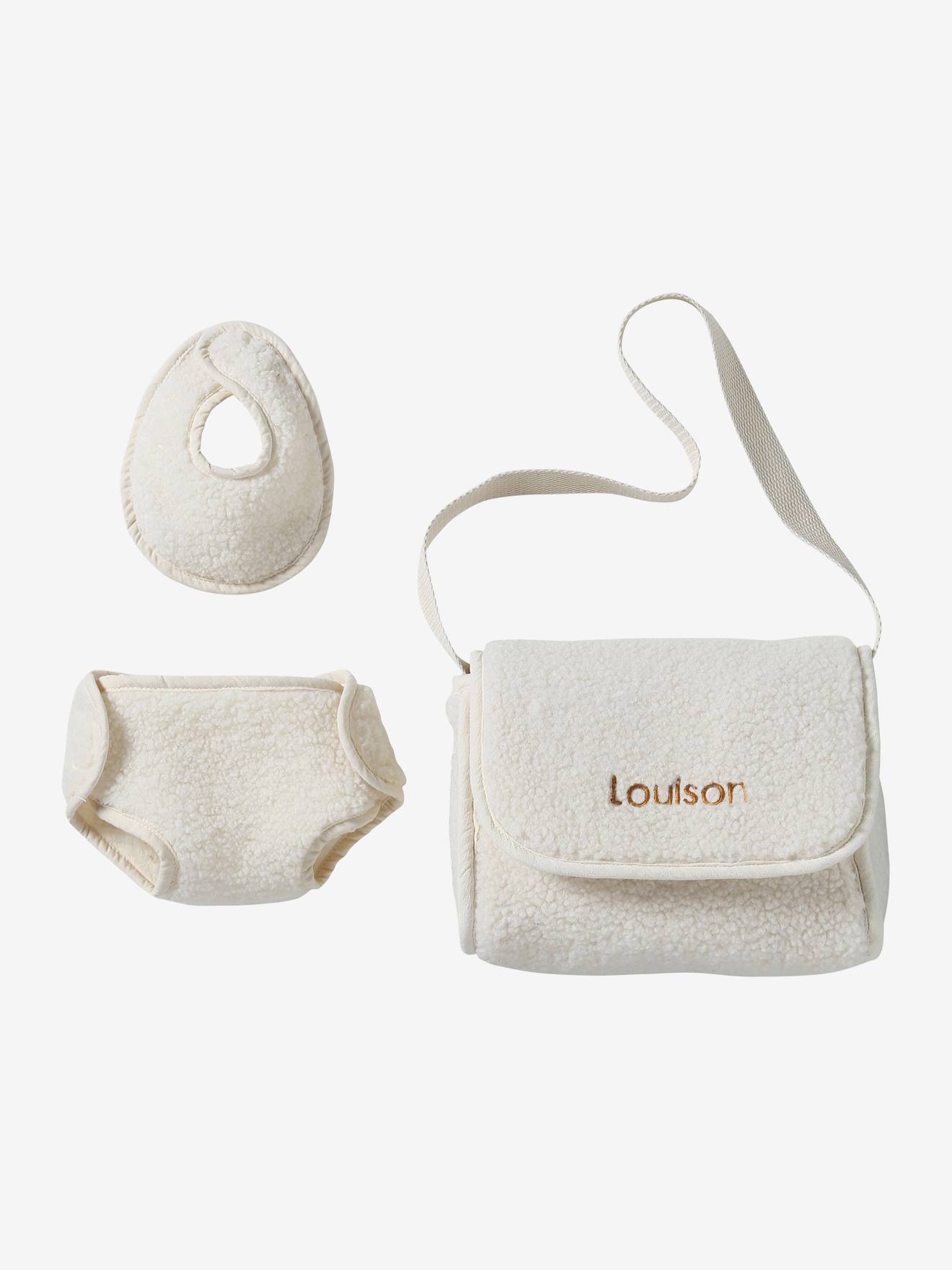 Sac à langer poupon personnalisable + couche + bavoir sherpa - Vertbaudet