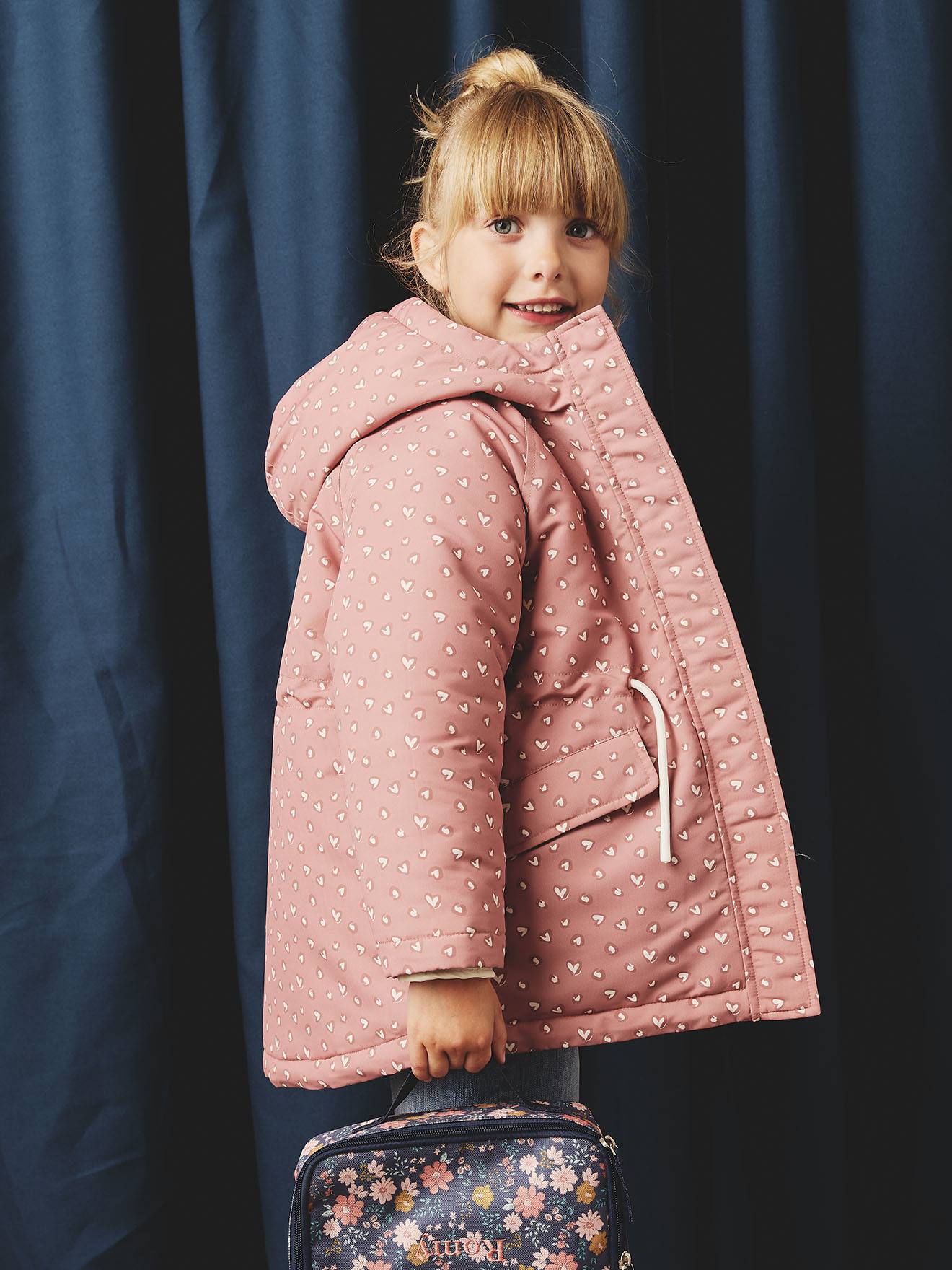 Parka fille à capuche 3 en 1 parka + veste matelassée bois de rose