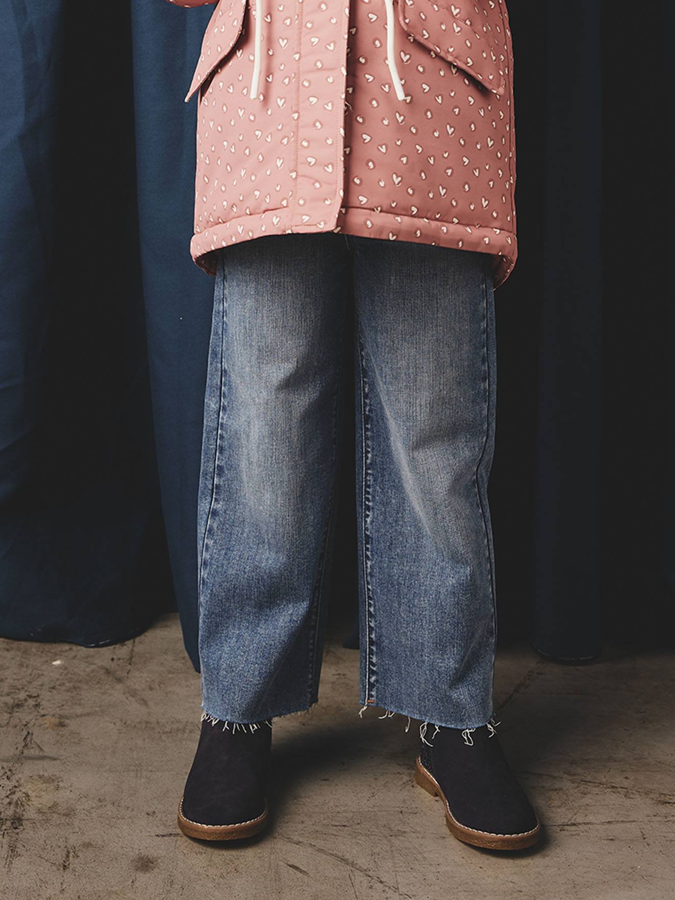 Jean fille large indestructible bleu moyen