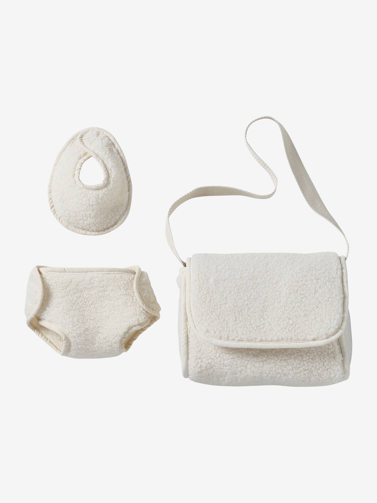 Kit 13 Accessoires Poupée Dans Sac à Langer : Biberon, Tétine, Couche, Bavoir, Peigne, Miroir – Pour Poupée 40-45 Cm, Cadeau Fille