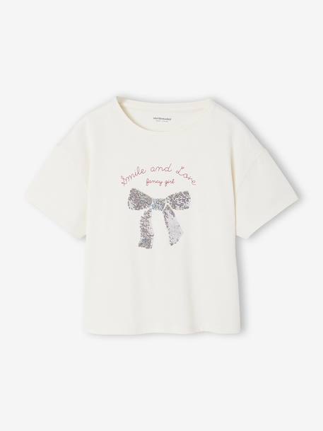Fille-T-shirt animation en sequins réversibles fille manches courtes