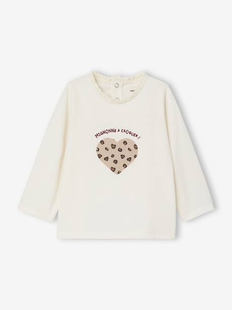 Bébé-T-shirt, sous-pull-T-shirt bébé manches longues avec motif c½ur léopard
