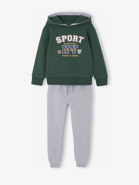 Garçon-Ensemble Sport Garçon Sweat Capuche imprimé + Jogging Uni