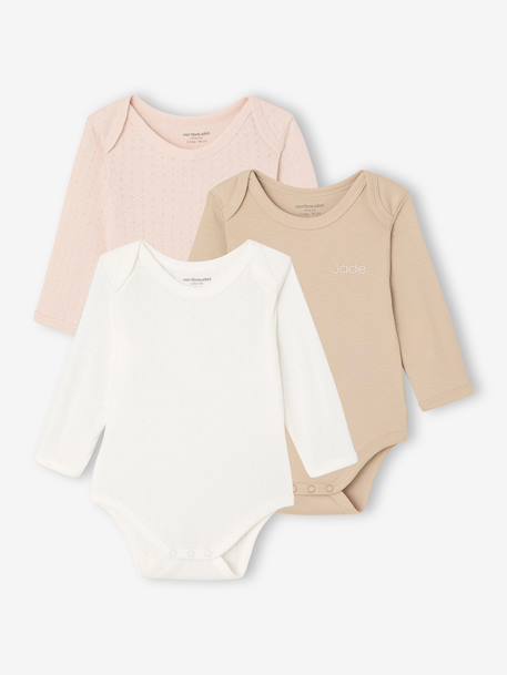Bébé-Lot de 3 bodies naissance en maille pointelle et interlock