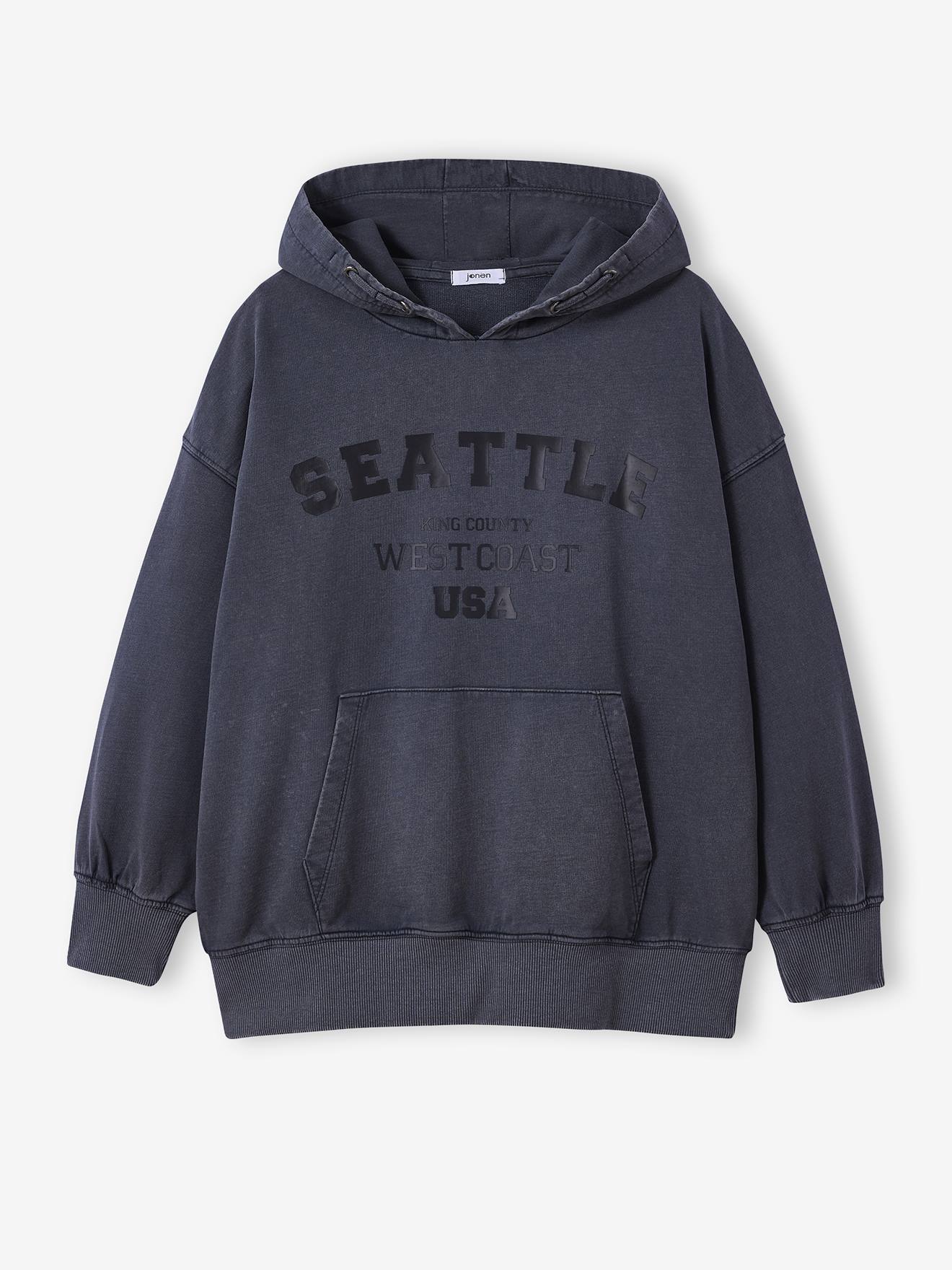 Sweat garçon à capuche oversize noir
