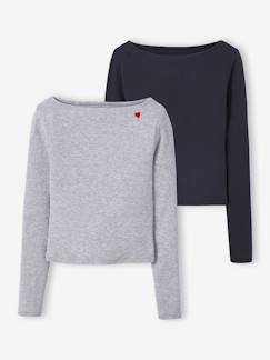 Lot de 2 t-shirts en côtes fille  - vertbaudet enfant