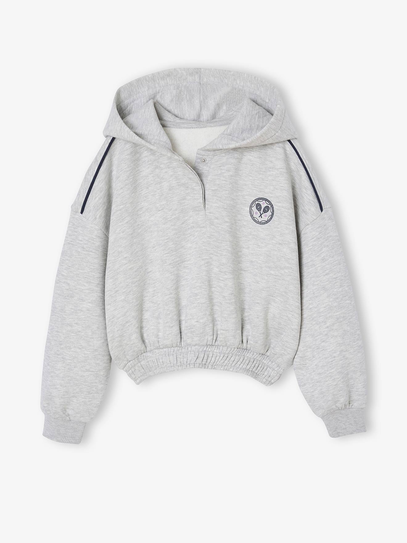 Sweat court capuche sport fille gris chin 11 €