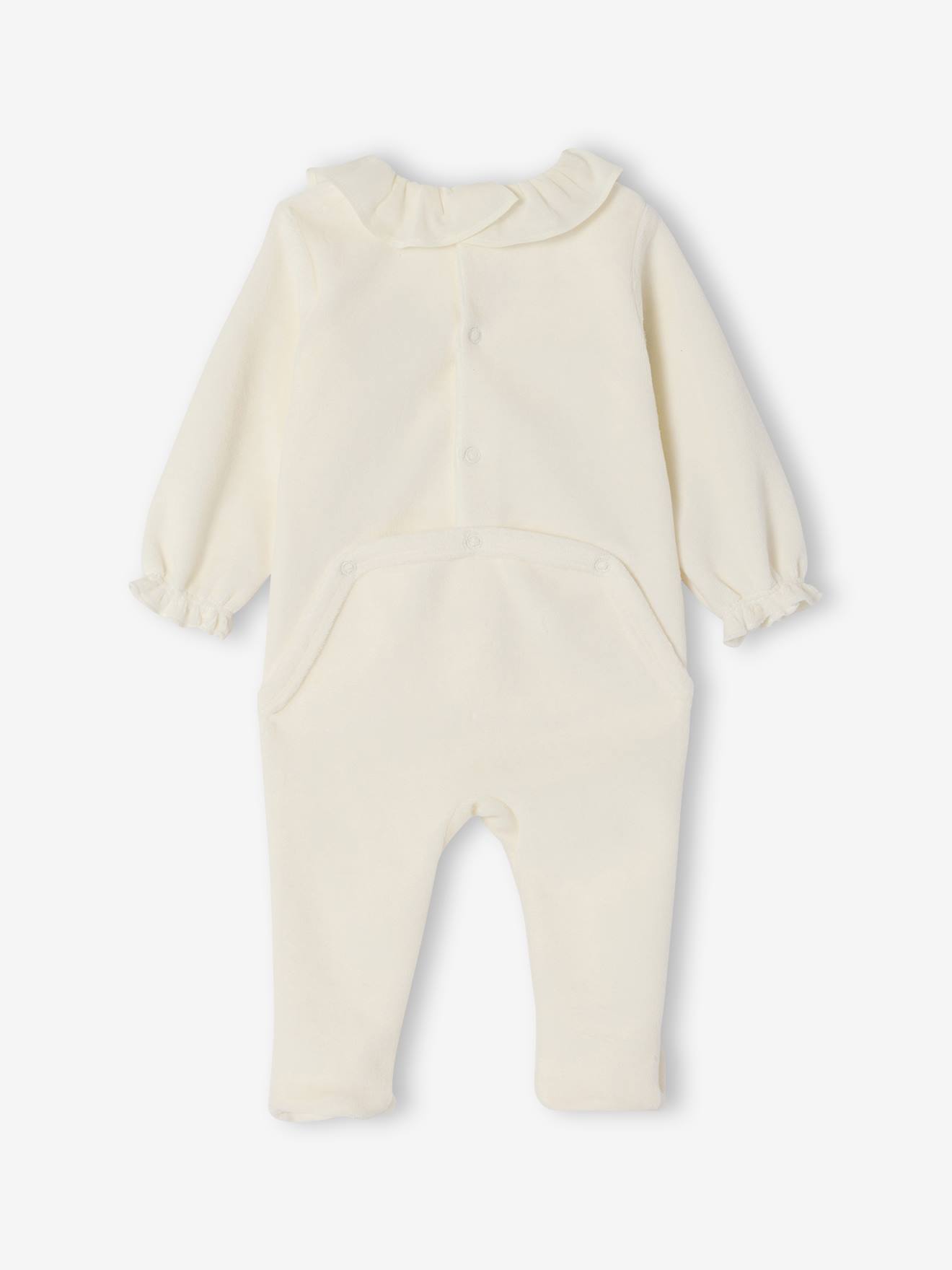Lot de 2 pyjamas naissance fille en velours personnalisable écru (Envie De Fraise) - Image 2
