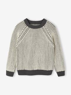-Pull maille bicolore manches longues garçon