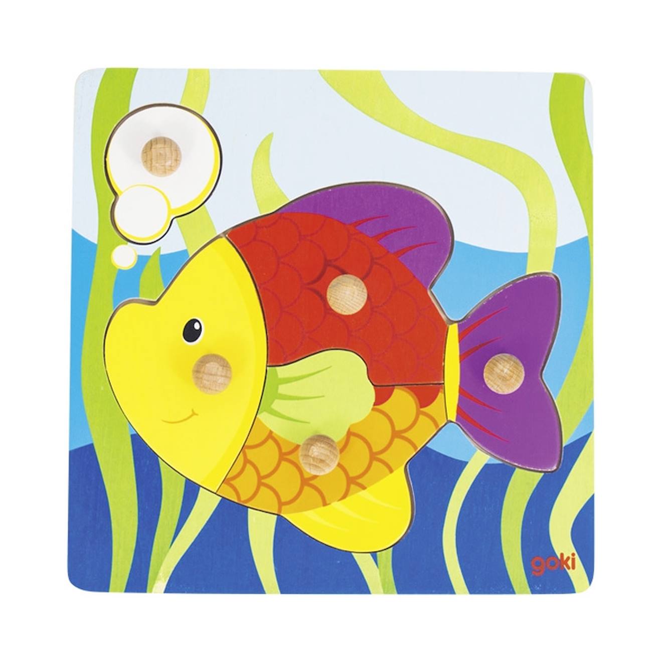 Puzzle À Boutons Poisson 5 Éléments Multicolore