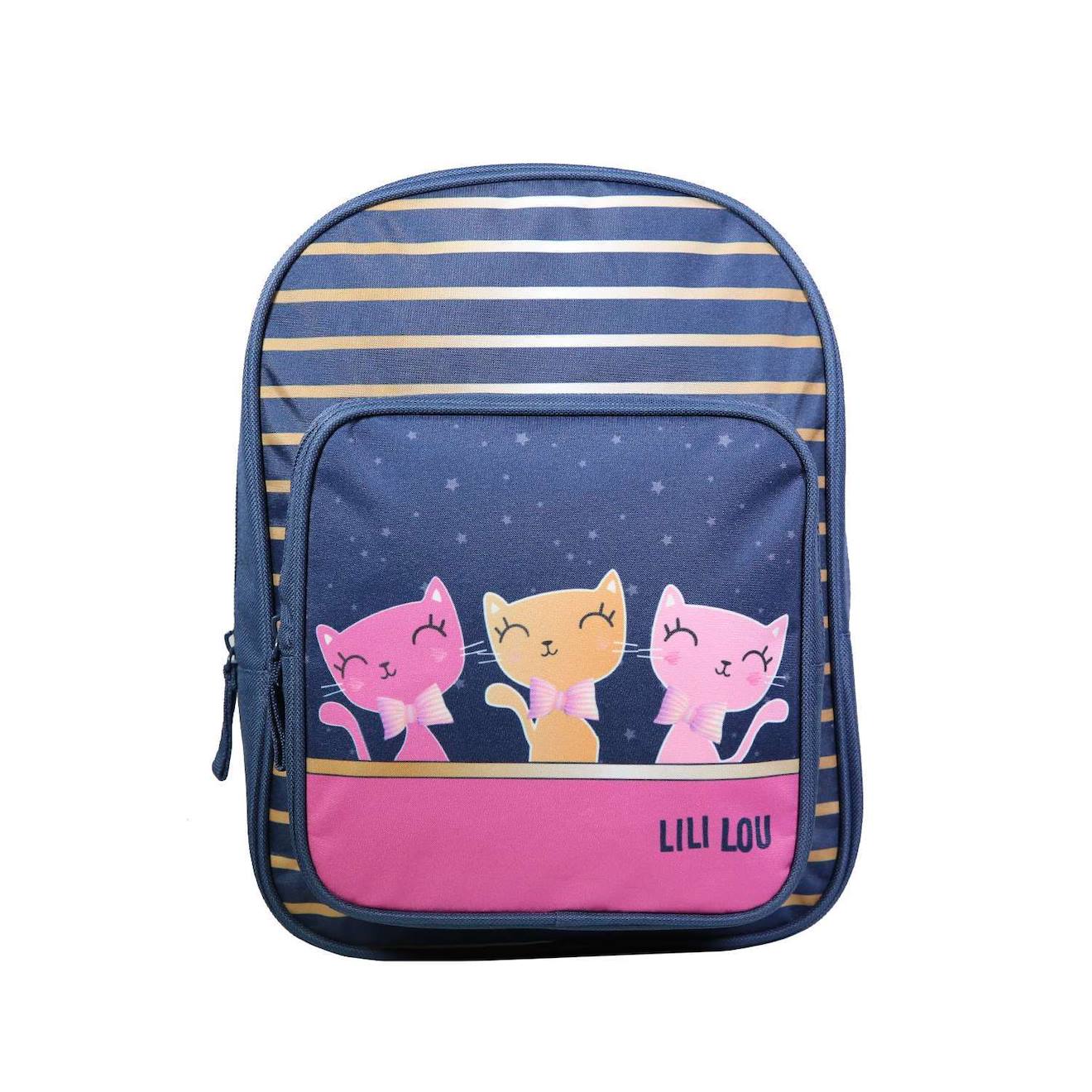 Sac À Dos Avec Poche Maternelle Lili Lou Chat Bleu