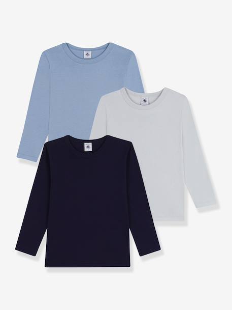 Lot de 3 tee-shirts enfant en coton uni manches longues  - vertbaudet enfant