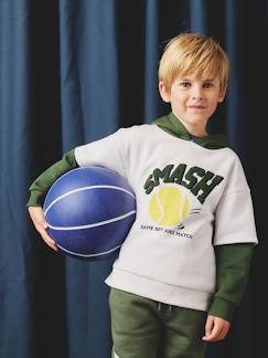 -Sweat garçon sport doubles manches motif ballon en relief
