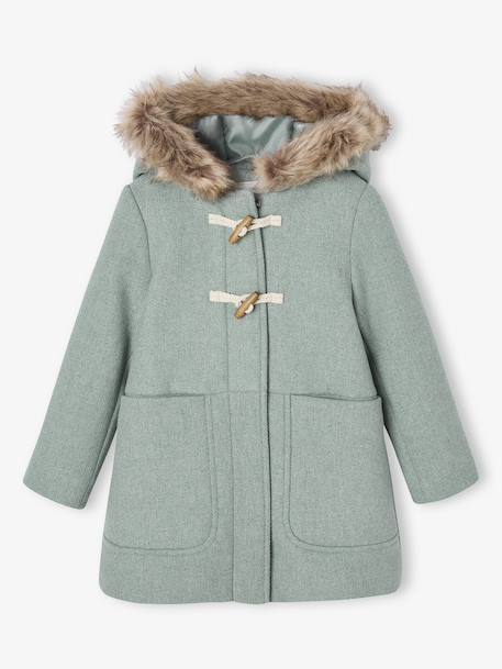 Fille-Manteau, veste-Duffle-coat à capuche fille drap de laine