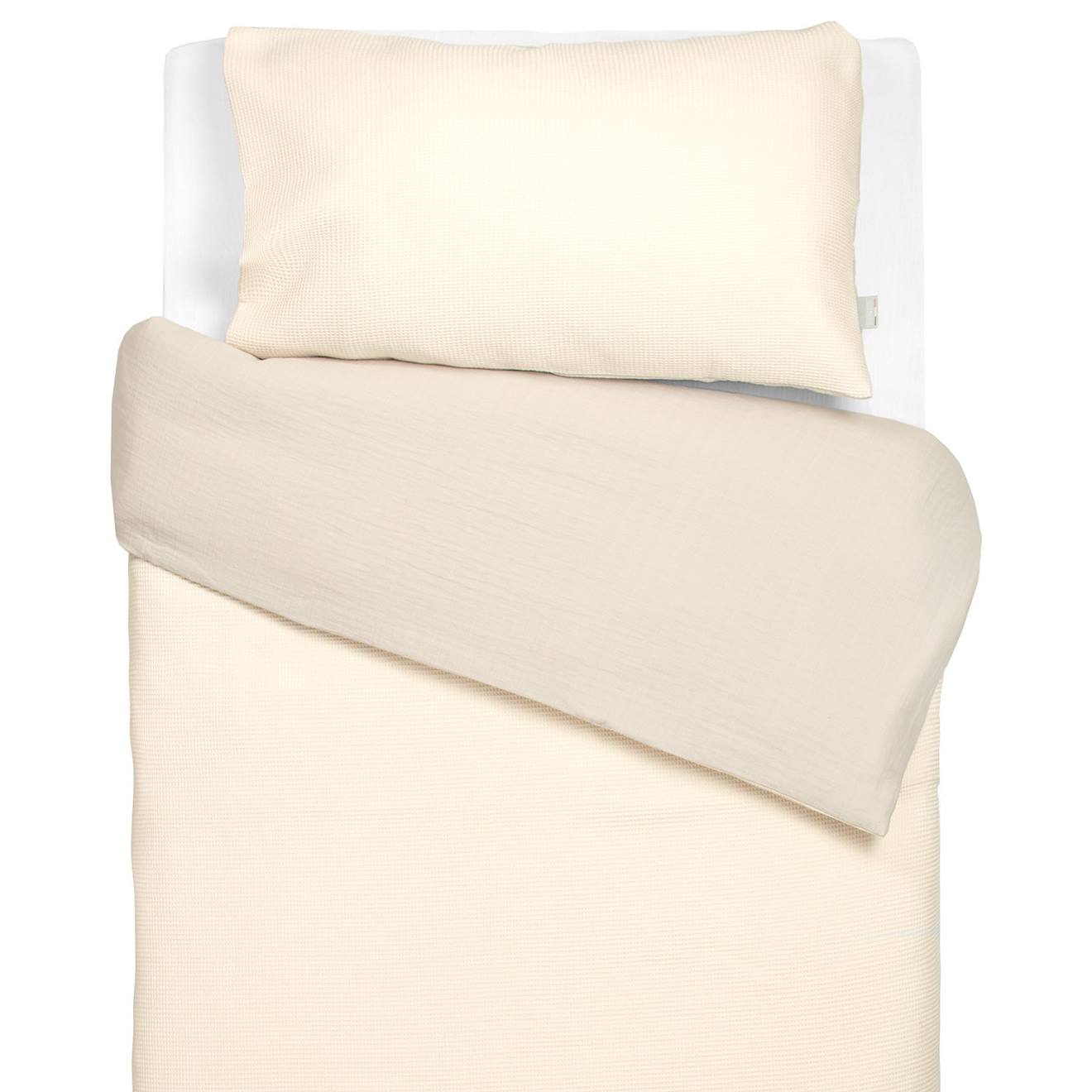 Parure De Lit Réversible Gaze De Coton & Nid D'abeille Beige